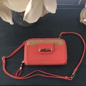 Spartina Bamboo Coral Leather Trim Shoulder Bag